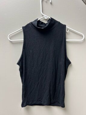Garage Women’s Black Mock Neck Ribbed Tank Top